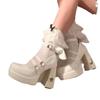 Spring Punk Thick Heel Mary Jane Lolita Shoes Woman Patent Leather Cosplay Shoes Y2k Chunky Platform High Heels Pumps