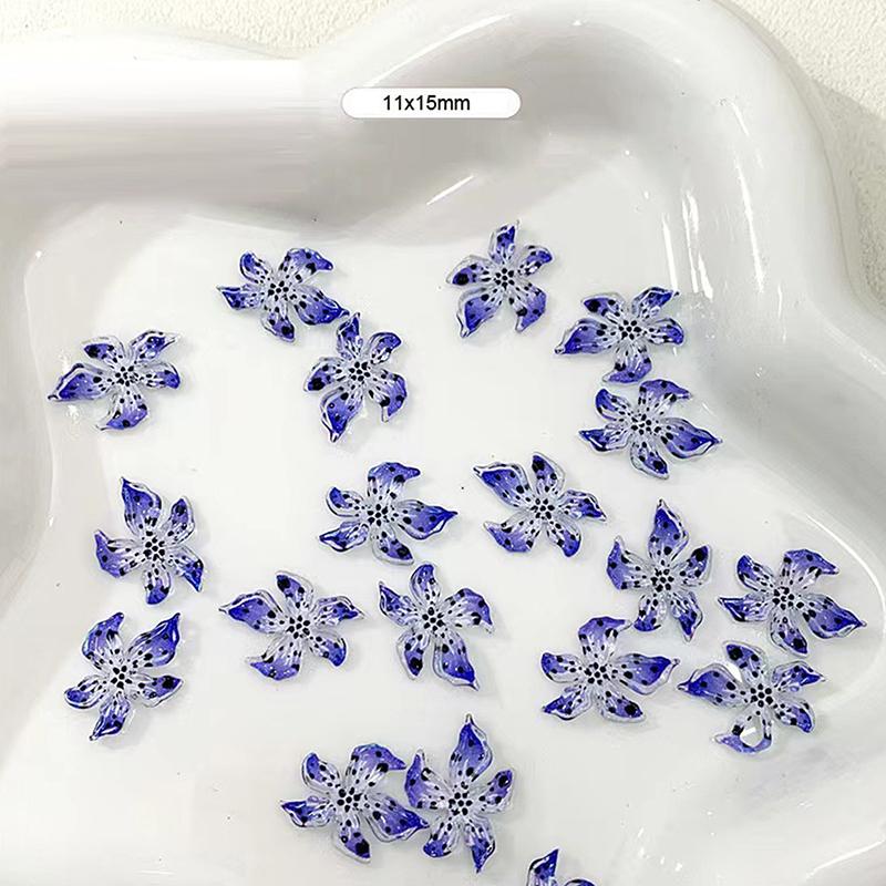 

50 шт. 3D смола градиент разноцветный прозрачный лилия украшение для ногтей в стиле бизарр цветочные шармы для ногтей DIY принадлежности для маникюра A9