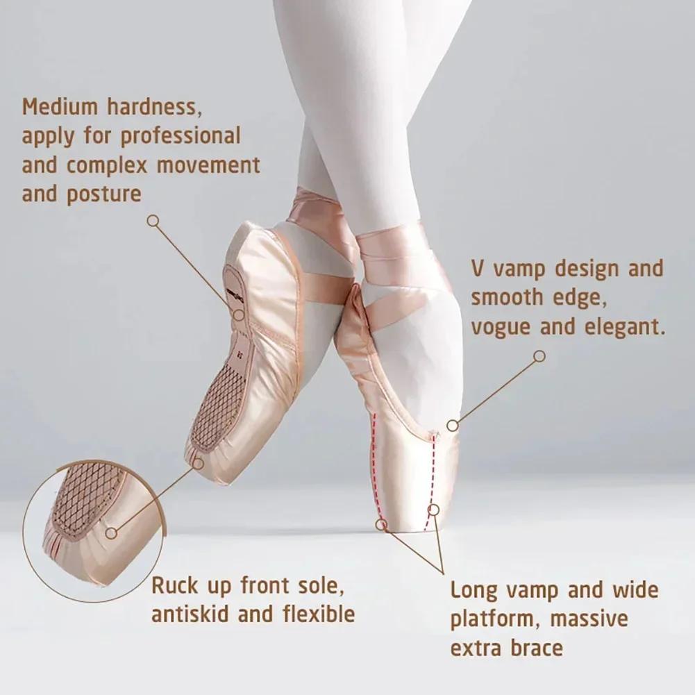 Child And Adult Ballet Dance Shoes Girls Ballet Pointe Shoes Professional With Ribbons Shoes Series Classic Woman Ballet Shoes