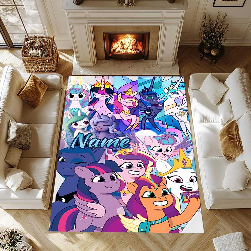 Little Pony (9) Customize your name rug, office chair cushion, home bedroom living room gift.