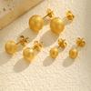 Matte Round Beads Ball Stud Earrings for Women, Stainless Steel Piercing Jewelry Hypoallergenic 6mm/8mm/10mm