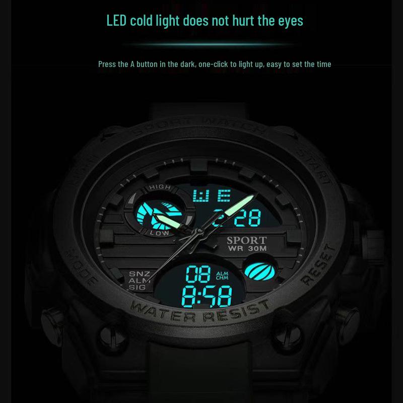 Korean Multi-Function Youth Sports Luminous Dual Display Quartz Watch