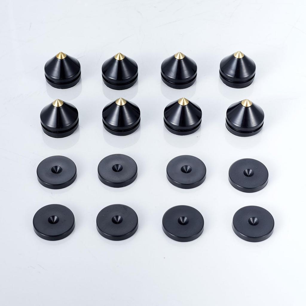 Pailvens Speaker Speaker Spike with 16 for Improved Audio Sound Quality and Vibration Black Insulators, 8-Piece Lightweight, Stands, Stands,
