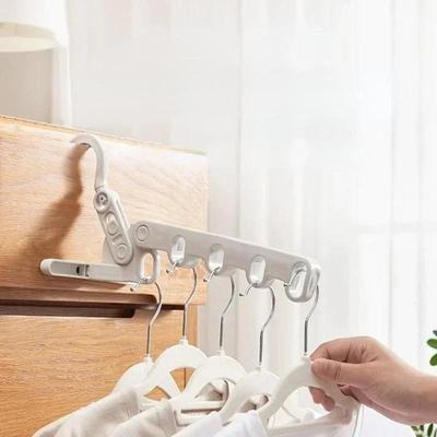 Folding Clothes Hanger Indoor Multifu Wall Mounted Travel Plastic Clothes Hanger Portable Household Five Hole Clothes Hanger