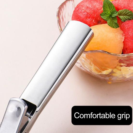 Ice Cream Fruit Scoop, Stainless Steel Ice Cream Scooper with Trigger Non-Slip Handle, Heavy Duty Metal Ice Cream Scoop for Ice Cream Fruit Balls