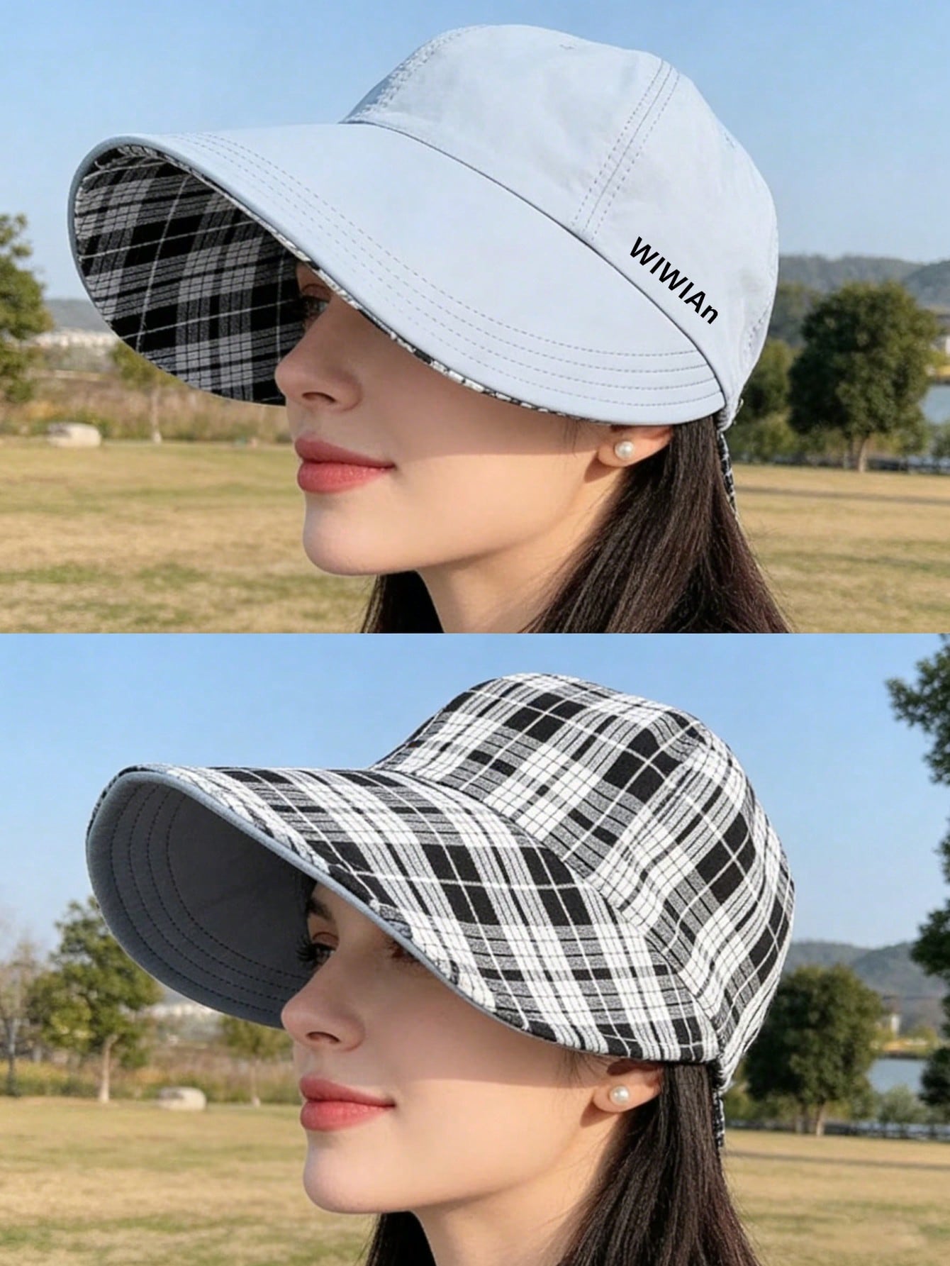 

1pc Reversible Women Bucket Hat, Sun Protection, Suitable For Daily Outdoor, Sports, Cycling, Hiking, Beach And Other Scenarios небо синє кольору