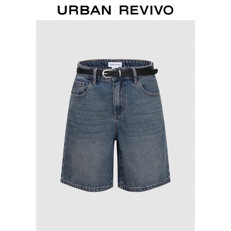 Women s Retro Washed Denim Shorts with Belt 26
