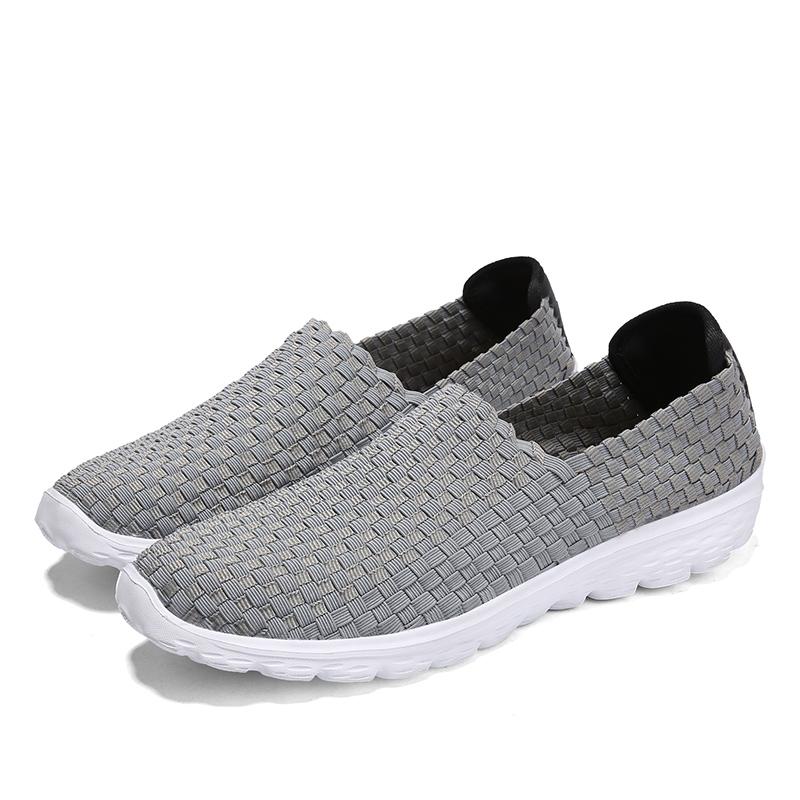 Summer Men Sneakers Black Braid Beach Sports Shoes Casual Slip On Flats