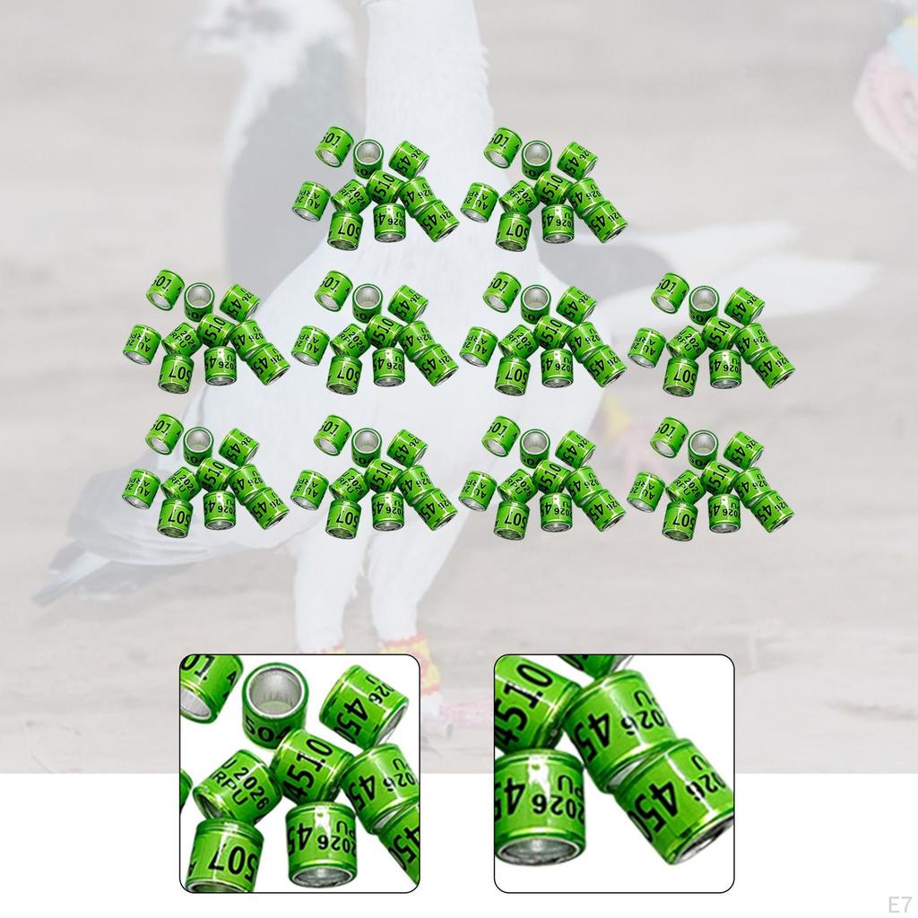 100 Pieces Pigeon Leg Rings Dove Poultry Supplies Reusable Identifying Bands Tags for