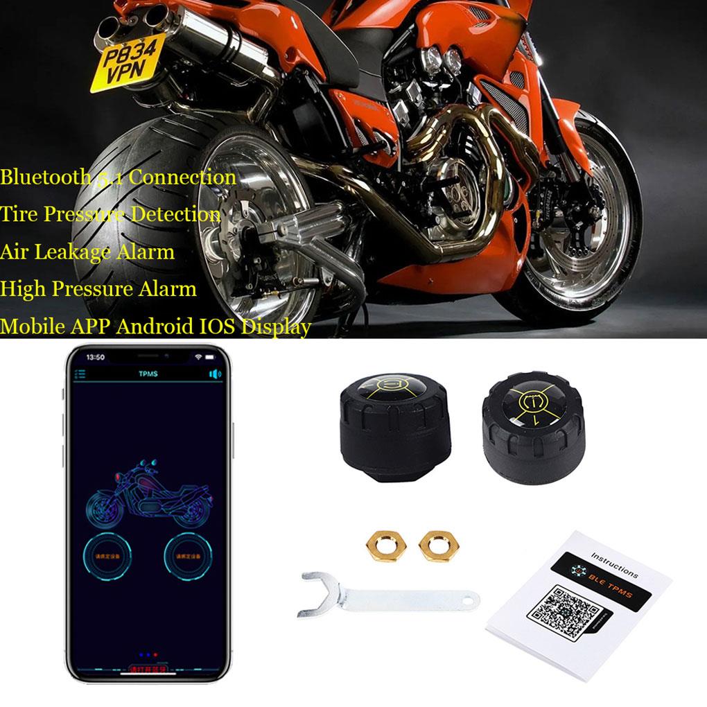 Motorcycle TPMS 2/4 Sensors Bluetooth 5.1 Tire Pressure Monitoring System for Android/iOS Tyre Pressure Monitoring System