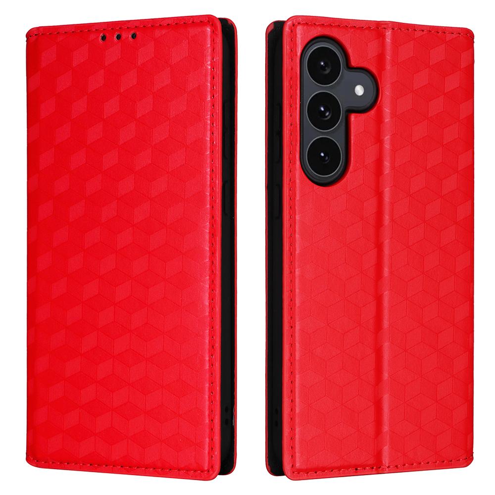 For Samsung Galaxy S25 FE Case Wallet Rhombus Imprinted Leather Phone Cover