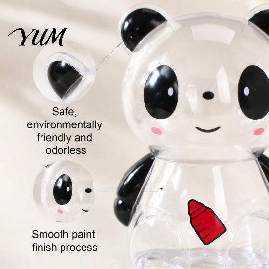 Money Saving Box Clear Panda Piggy Bank for Kids, Plastic Cash Coin Bank, Decorative Jar Decoration, Christmas Birthday Girls Boys