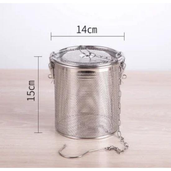 Big Stainless Steel Fine Mesh Strainer Gravy Soup Taste Spice Box Basket Brine Hot Pot Slag Separation Colander Strainers Basket