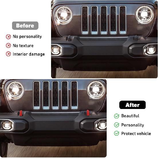 Pair Front Bumper Tow Hook Rubber Sleeve Protectors For Jeep Wrangler JK JL JT