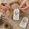 Retro Gift Wrap Tags for Events 100Pcs Paper Thank You with String, Rectangular Tags, Pre-Punched Small Baking Boxes Hole Hanging Wedding Party Favors