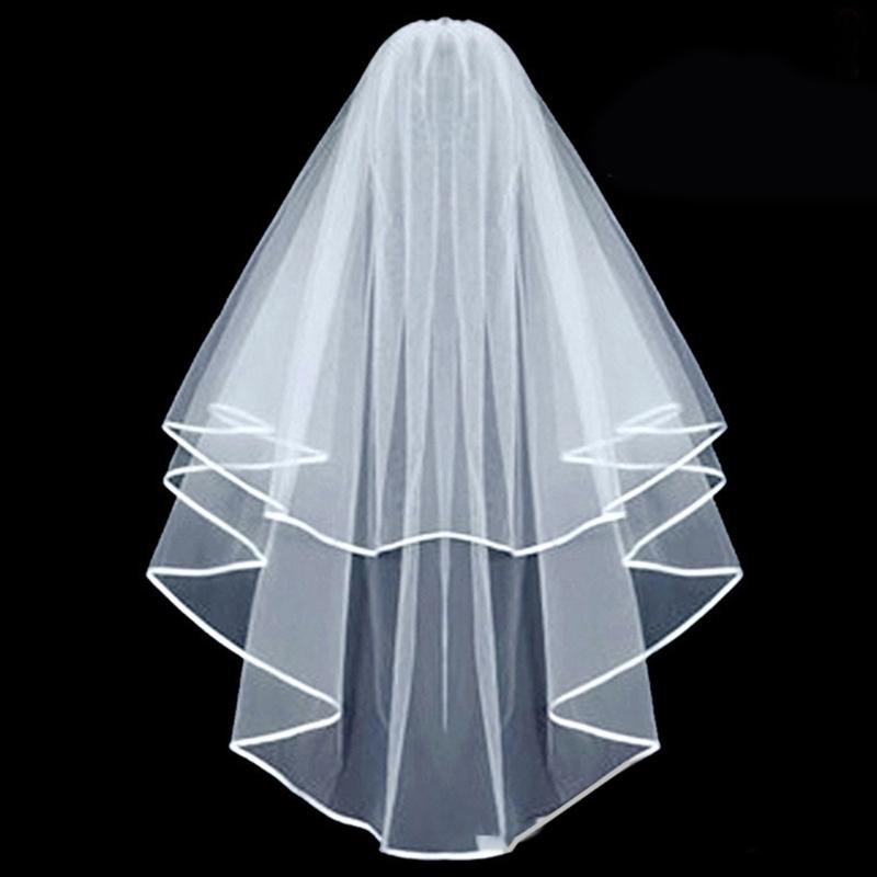 Bridal Layered Veil Headpieces with Bowknot/Floral Trim Wedding Veil Long Tulle Halloween Bridal Wedding Party Veil
