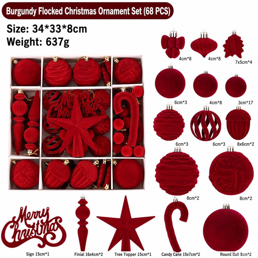 Holiday Hanging Ornaments Sturdy Plastic Christmas Ornaments Candy Cane Ornament Reusable Flocked Christmas Ornament Set