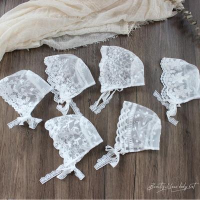 Chapéu de Renda Bordada em Tela para Bebês Meninas - Boné para Sessão de Fotos Primavera/Verão