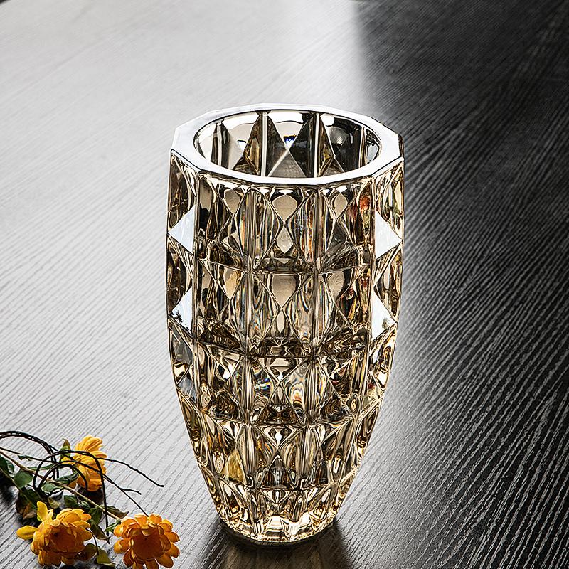 Crystal Glass Vase Luxury High Sense Transparent Water Flower Arrangement Ornaments Living Room Home Soft Decoration Vase