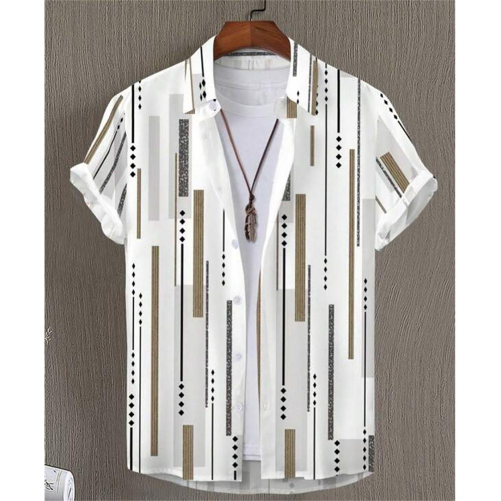 

Summer Fashion 3D Print Striped Men s Shirts Basic GraphicsButton Short Sleeve Lapel Streetwear Hawaiian Blouse S