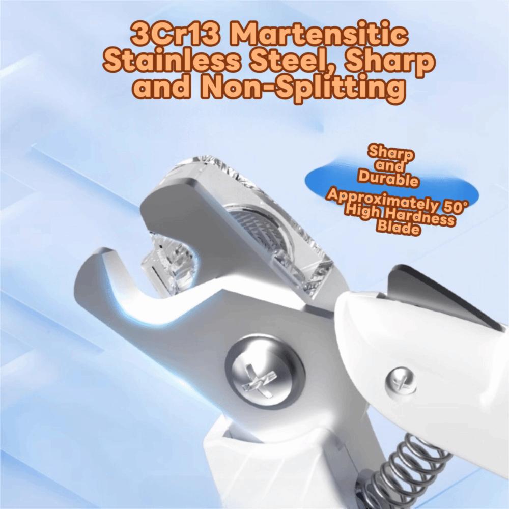 With LED Pet Nail Clipper Splash Guard High Hardness Dog Toenail Trimmer Labor-saving Spring Design Pet Nail Cutter