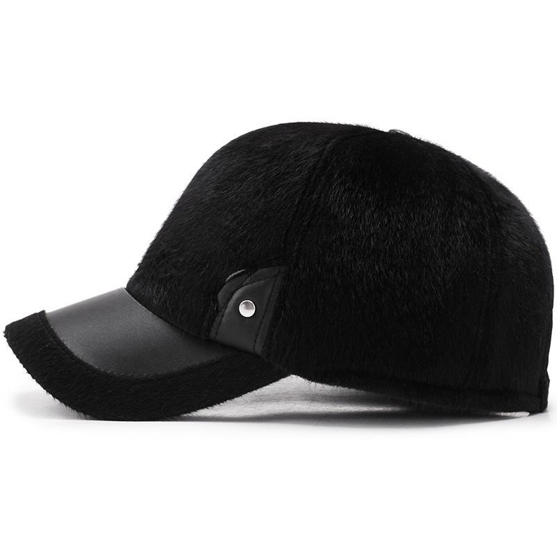 Winter Middle-Aged And Elderly Cap Hat Men'S Fashion Outdoor Baseball Cap Imitation Mink Thickened Thermal Ear Cap