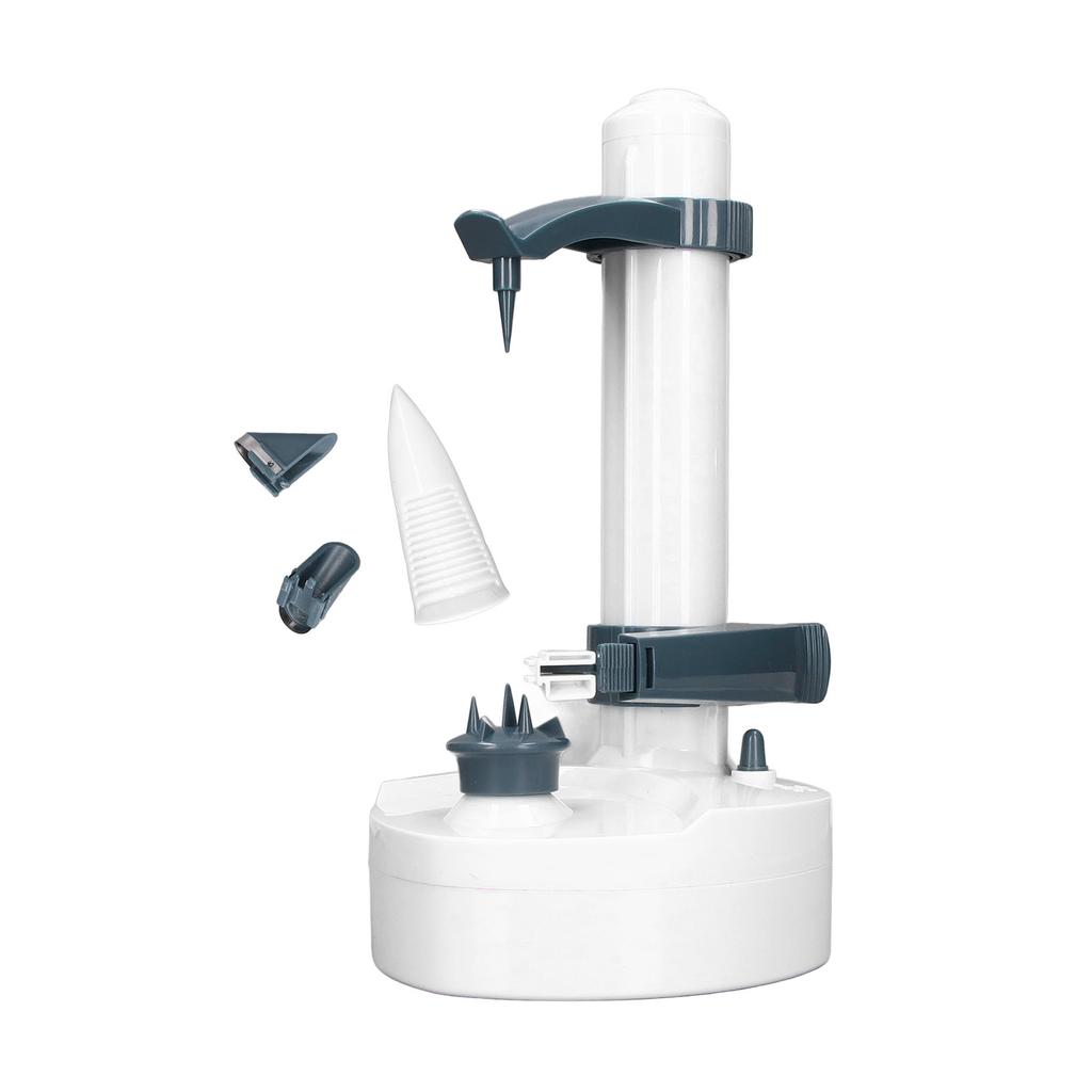 Electric Standing Peeler Multifunction Automatic Rotating Cutter Paring Tool for Kitchen Potato Vegetable FruitWhite/Black