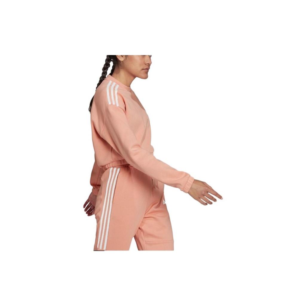 adidas Moletom de Gola Redonda Feminino Folgado com Estampa de Logo Rosa HC2920