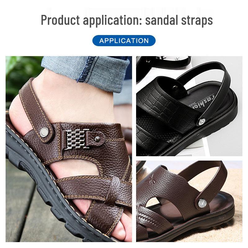 Men's Sandals with Metal Buckle, Beach Slippers, with Button Heel and Adjustable Strap