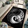 Yin Yang Dragon Print Rug Black White Washable Non-Slip Mat for Kitchen Hallway Laundry Bathroom Living Room,Holiday Home Decor