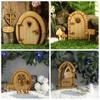 Miniature Fairy Gnome Door Figurines Vintage Wooden Elf Home Fairy Elf Door Kit For Yard Art Garden Tree Sculpture Statues Decor
