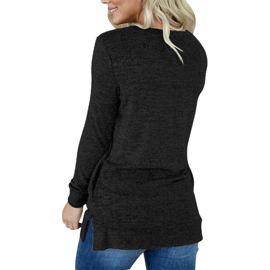 Women Tunic Long Sleeve Round Neck Sweatshirts Tops