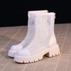 Weiche Leder-Kurzstiefel für Damen mit dicken Sohlen 2026 neuer Frühling/Sommer dünner Stil flacher Boden Netz-Kühlstiefel