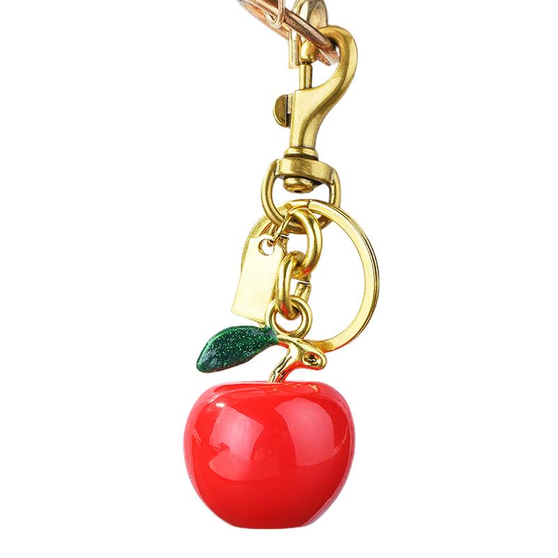 Äpple nyckelring, väska handväska berlock nyckelringar för kvinnor röd rosa blå svart handväska berlocker metall smycken present