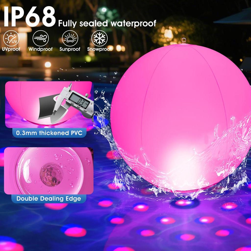 Light Up Beach Balls 40cm Inflatable Waterproof Toy Beach Balls with Remote Control for Kids Adults Family Party Swimming Summer