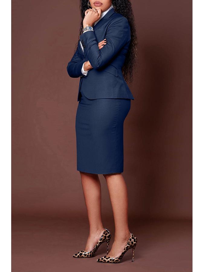 Blazer de Manga Larga con Falda con Abertura para Mujer, Estilo Europeo y Americano Transfronterizo, Otoño Invierno