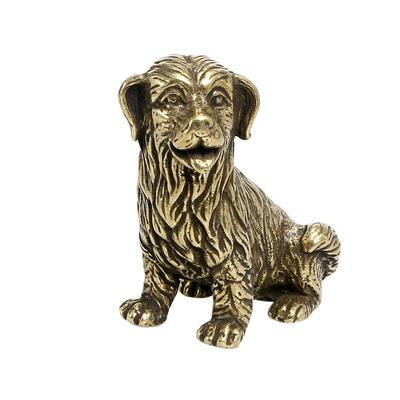Vintage Pure Brass Cute Golden Retriever Figurines Miniatures Brass Dog Animals Model Crafts Collection Ornaments