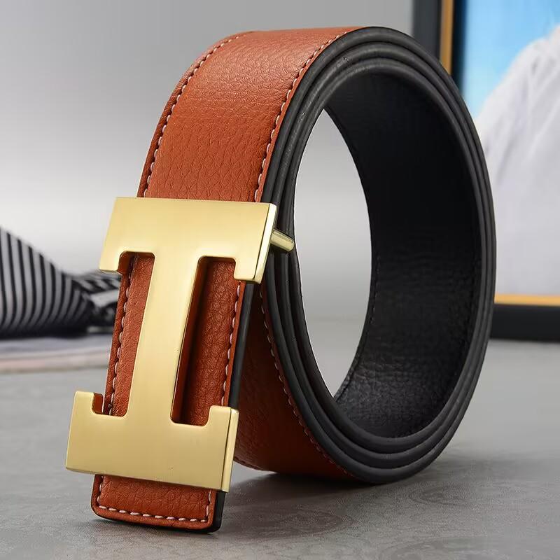 Klassieke Herenleren Riem, Business Casual Tailleband, Letter Trendy Mode Veelzijdige Gesp Riem, Vakantiecadeau