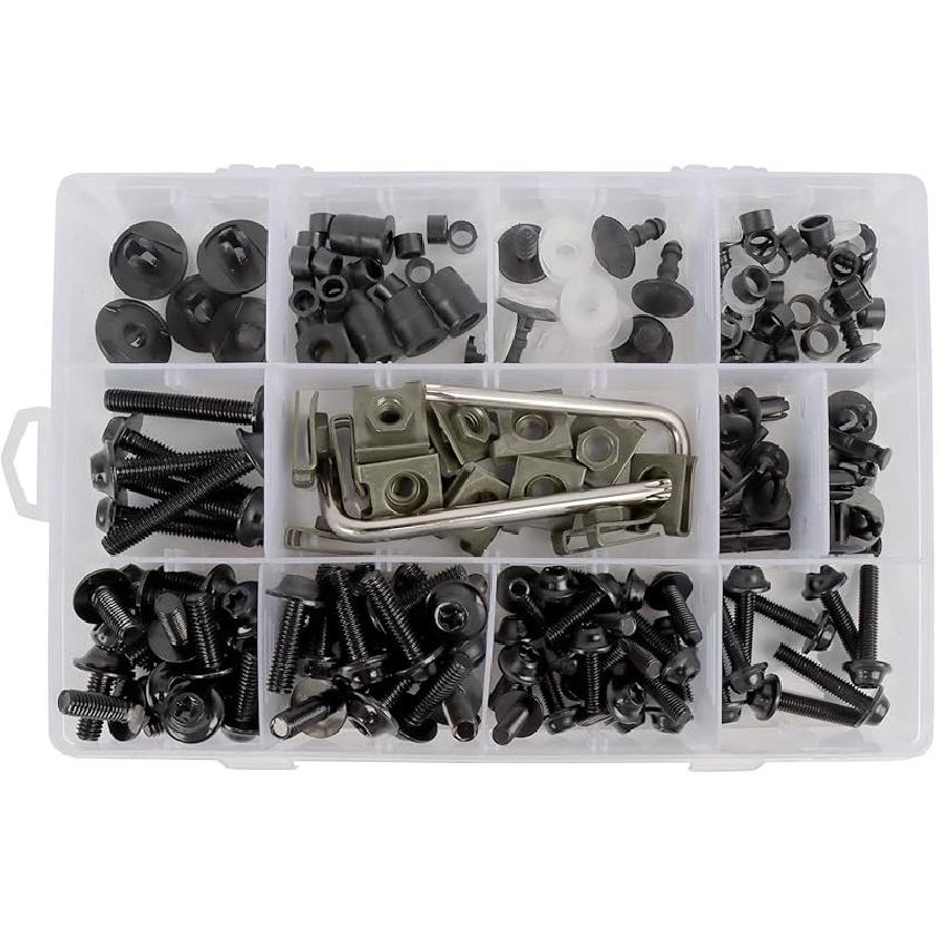 BAIONE Набор болтов для обтекателя 195 шт. Нержавеющая сталь M5 M6 Мотоциклетные винты-крепежи для ветрового стекла и обтекателей Универсальный Совместим с Yamaha Honda Kawasaki