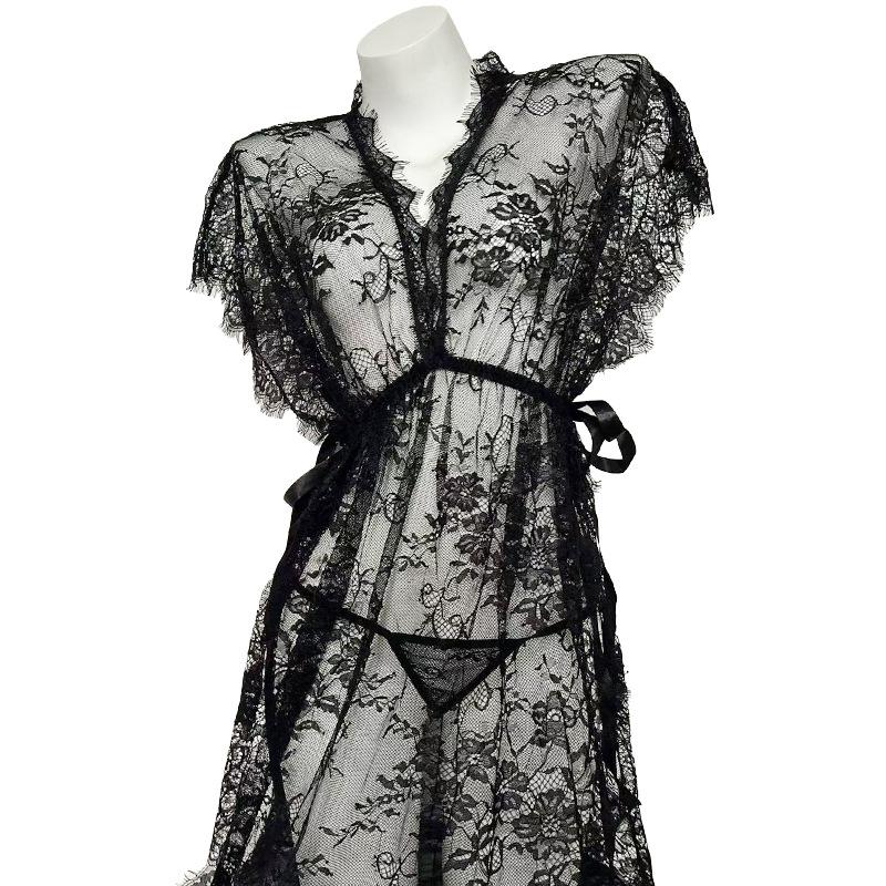 Sexy Lingerie Temptation Lace Transparent Long Skirt Bed Free Suit