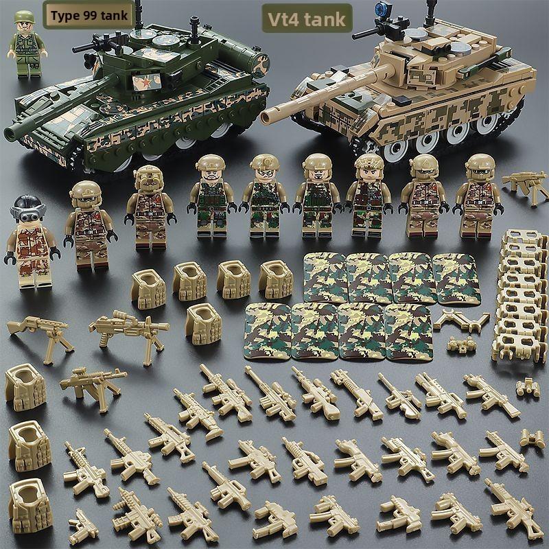Совместимый танк Военная фигурка Спецназ Полиция Бронеавтомобиль Детский сборочный пазл 8+