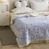 Fresh Floral Summer Quilt 100% Cotton Botanical Flower Pattern Soft Lightweight Quilted Quilt Home Travel Multifunction Blanket