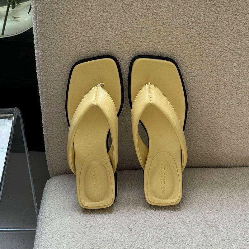 Fashion 2025 New Women Flats Slippers Slides Sandals Shoes Summer Beach Female Flip Flops Fashion Square Toe Ladies Flats Slippers Shoes