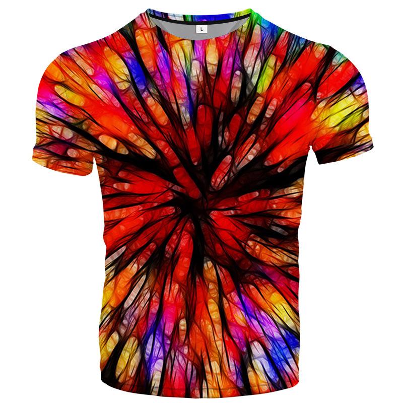 

Summer Round Neck 3D Hawaiian Tropical Plant Leaf Flower Print Top Fashionable Casual Short Sleeved Men s T-shirts L