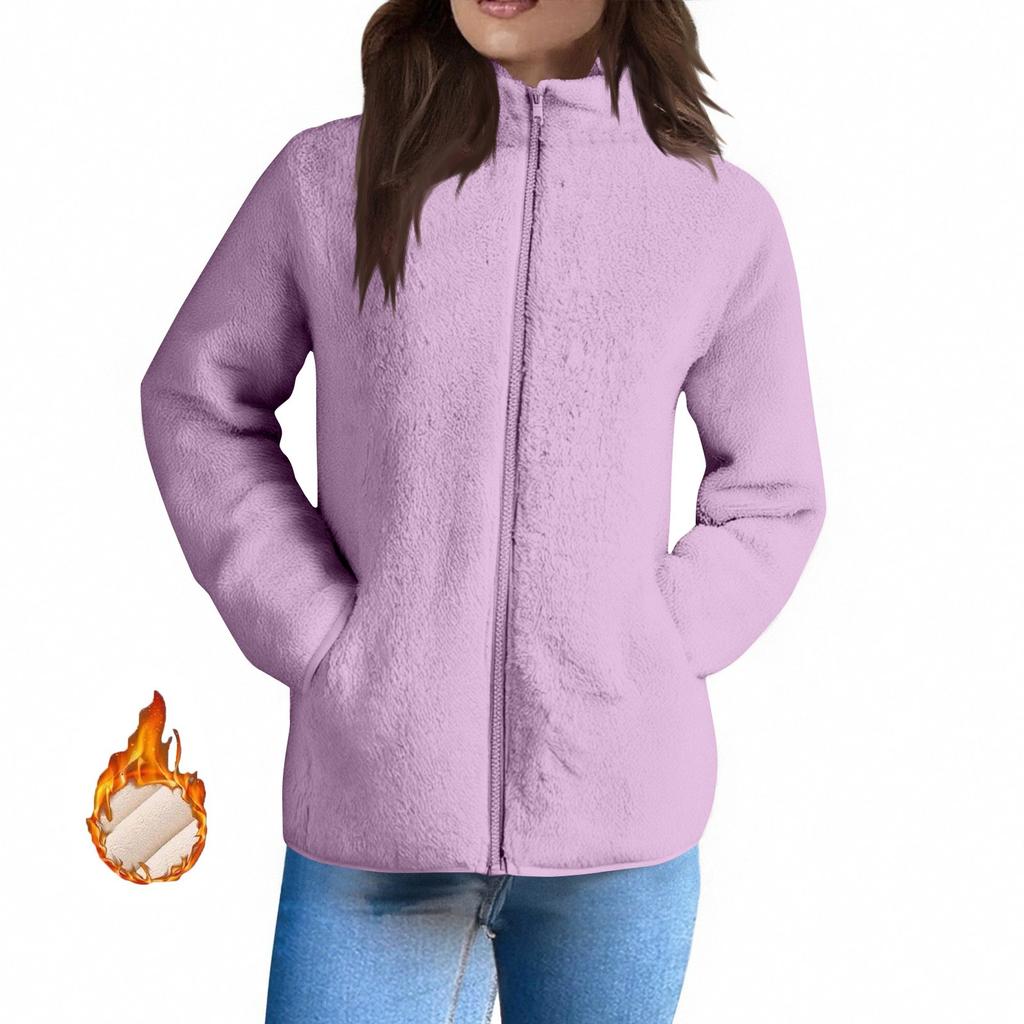 Dámské zimní kabáty Teplé plyšové bundy S otevřeným předním dílem Kardigan s dlouhým rukávem Trendy Chlupavé svrchní oblečení