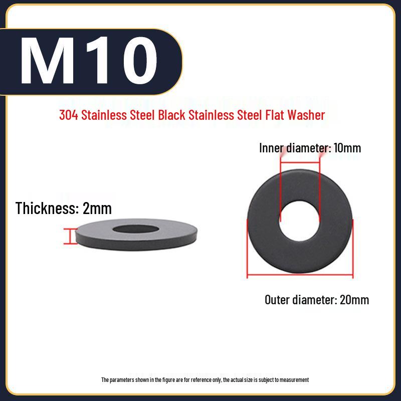 Yigu Yigu Stainless Steel Black Gasket Washer M3M4 Flat Screw Washer