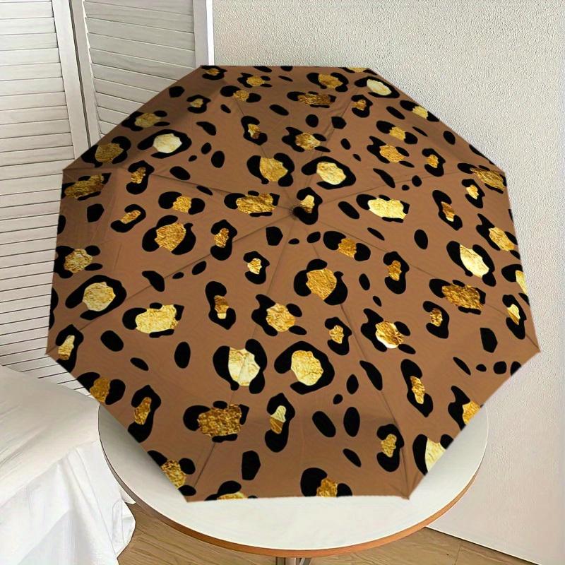 1pc Leopard print, Gold foil Print Umbrella , Multi-functional Umbrellafor Men & Women, Valentine s Day Gift0817009