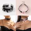 Lace Bowknot PU Pendant Short Necklace for Women Trend Cosplay Clavicle Choker Adjustable Collar Girls Party Jewelry