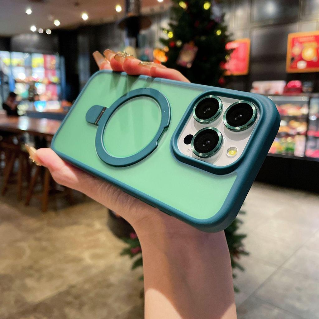 Skin-Feel Magnetic Phone Case for iPhone 16 Pro with Lens Film & Bracket Protection