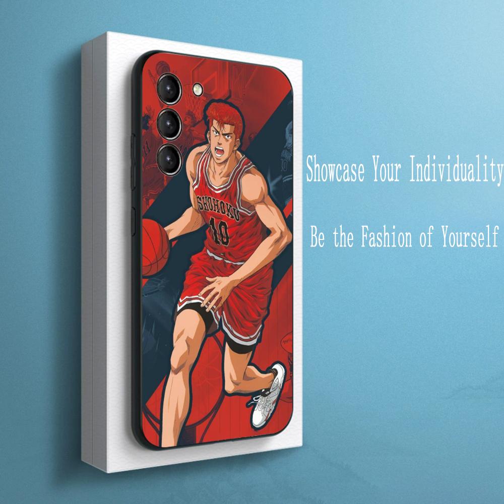 Slam Dunk Classic Basketball Comics Phone Case For Samsung Galaxy S25 S24 S23 S22 S21 S20 Plus Ultra Note20 Soft Black